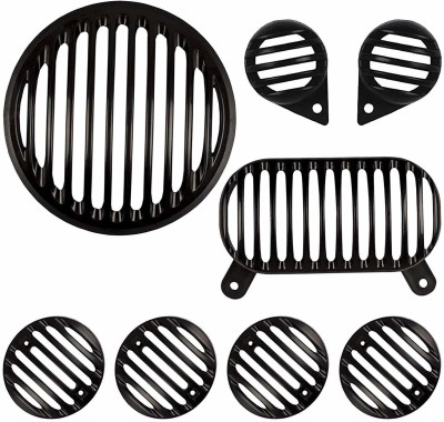 Bullkartzone Plastic Headlight Tail Light Parking Light Indicator Grill Protector (Black, Set of 8) Bike Headlight Grill(Black)