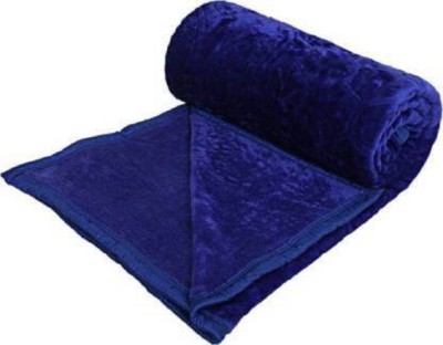 BIZIM Self Design Double Mink Blanket for  Heavy Winter(Polyester, Navy Blue)