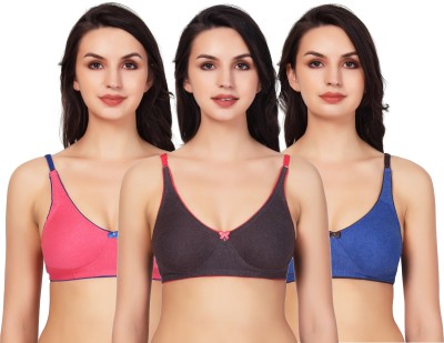 In Beauty Women T-Shirt Non Padded Bra(Grey, Pink, Blue)