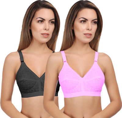 Eve's Beauty Multicolor Women Full Coverage Bra(Black, Pink)