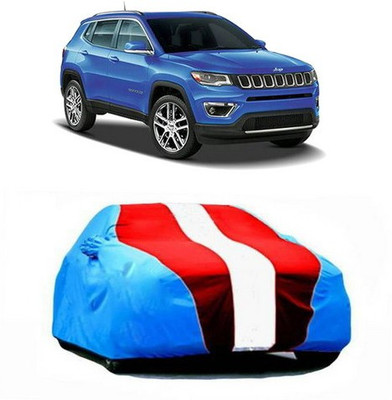 HDSERVICES Car Cover For Jeep Compass (With Mirror Pockets)(Blue, Red)