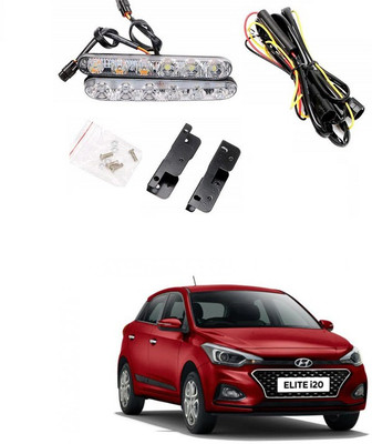 PRTEK Car DRL 6 LED With Turn Indicator Function Daytime Running Lights(2pc, 12V DC) A84 Car Fancy Lights(White, Yellow)