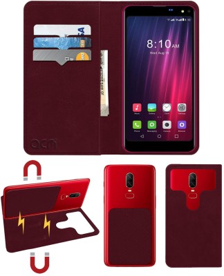 ACM Wallet Case Cover for I Kall K8 Plus(Maroon, Cases with Holder, Pack of: 1)