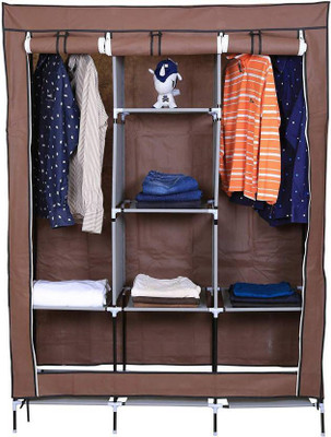 MEZIRE PP Collapsible Wardrobe(Finish Color - Brown, DIY(Do-It-Yourself))