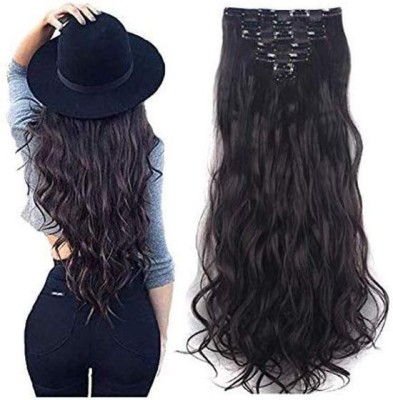 Akashkrishna 6Pcs 14 Clips 24-26 Inch Curly/Straight Full Head Clip In On  Extensions Women Lady piece (Curly Black) Hair Extension