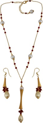 Pearlz Ocean Alloy Gold-plated Gold, White, Red Jewellery Set(Pack of 1)