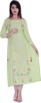 Rubellite Women Printed A-line Kurta(Red)