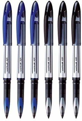 uni-ball Air UBA188L Blue & Black Ink Roller Ball Pen(Pack of 6, Ink Color - Black, Blue)