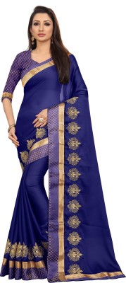 RekhaManiyar Embroidered Bollywood Chiffon Saree(Dark Blue)