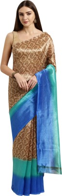 Rajnandini Printed Bollywood Tussar Silk Saree(Blue, Beige)