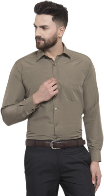 English Navy Men Solid Formal Green Shirt