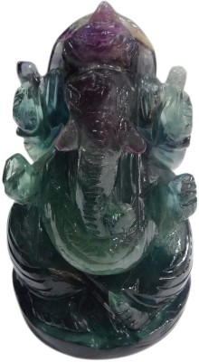 pinkcity creation Hand Carved Showpieces Figurine Fluorite Stone Religious Idol Ganesha Decorative Showpiece  -  10 cm(Stone, Multicolor)
