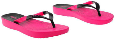 FLITE Women Flip Flops(Pink, Black , 6)