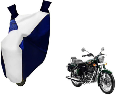WolkomHome Two Wheeler Cover for Royal Enfield(Bullet 500, Blue, White)