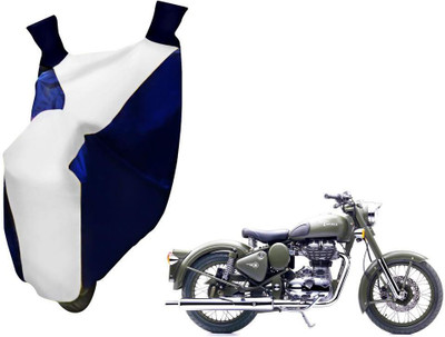 WolkomHome Two Wheeler Cover for Royal Enfield(Bullet 500, Blue, White)