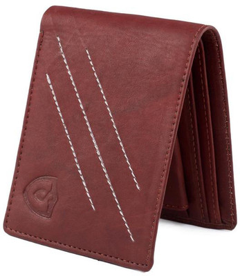 Keviv Men Casual Red Genuine Leather Wallet(10 Card Slots)