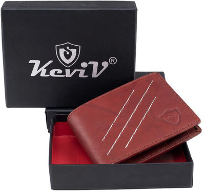 Keviv Men Casual Maroon Genuine Leather Wallet(5 Card Slots)