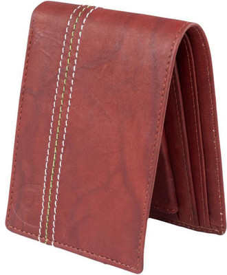 Keviv Men Casual Red Genuine Leather Wallet(5 Card Slots)