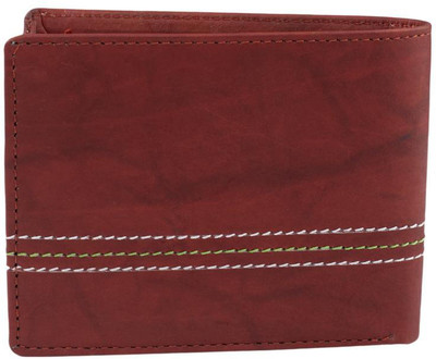 Keviv Men Red Genuine Leather Wallet(10 Card Slots)