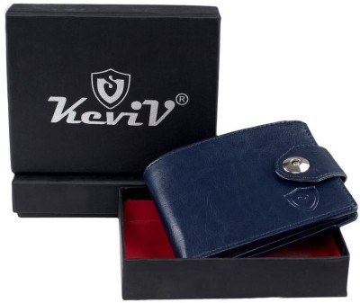 Keviv Men Casual Blue Genuine Leather Wallet(5 Card Slots)