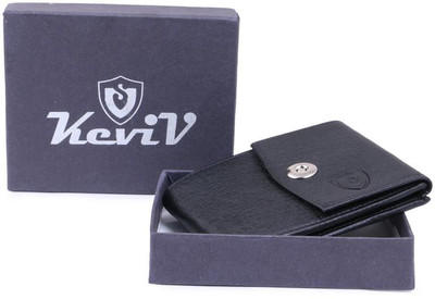 Keviv Men Black Artificial Leather Wallet(10 Card Slots)