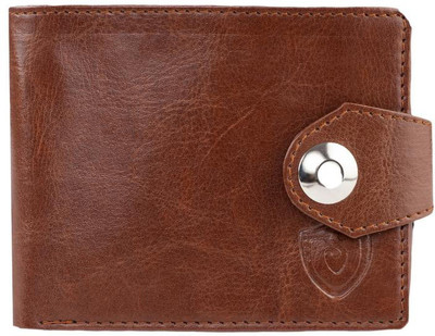 Keviv Men Tan Genuine Leather Wallet(10 Card Slots)