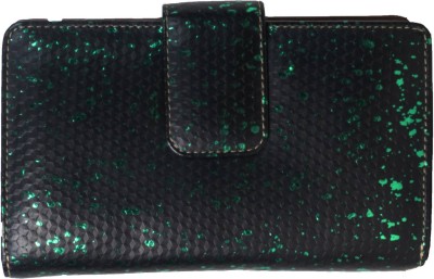 Leatherman Fashion Girls Casual Green Genuine Leather Wallet(13 Card Slots)