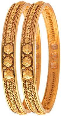 JFL Jewellery for Less Copper Gold-plated Bangle(Pack of 2)