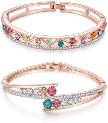 Yellow Chimes Copper Cubic Zirconia Copper Bracelet Set(Pack of 2)