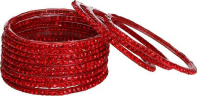 keshavmadhav Glass Zircon Bangle(Pack of 12)