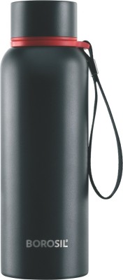 BOROSIL Trek Vacuum Insulated 500ml Water Bottle, 20 Hrs Hot & 24 Hrs Cold Flask, 500 ml Flask(Pack of 1, Black, Steel)