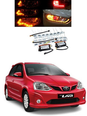 PRTEK LED Car Strip Crystal Style DRL Daytime Running Turn Signal Moving Indicators Light for A237 Car Fancy Lights(White, Yellow)