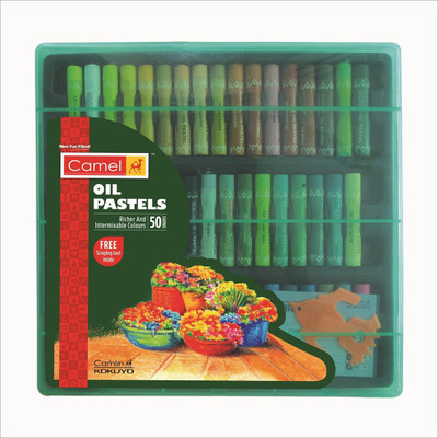 Camel Oil Pastel with Reusable Plastic Box - 50 Shades(Set of 50, Multicolor)