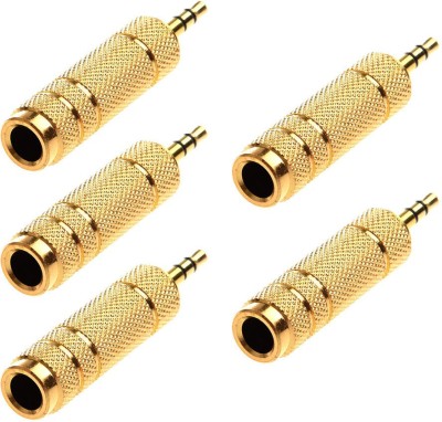 HI-PLASST Stereo Audio Cable 0 m 3.5mm Stereo Male to 6.3mm Stereo Female Adapter Converter (5 Pack) (Golden)(Compatible with TV, Smartphone, Audio jack,Computer,Laptop,Guitar, Gold, Pack of: 5)
