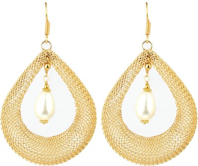 Pearlz Ocean Shell Pearl Danglers Earring Hook Clasp 3.5 Inches Earrings For Girls & Women Beads Alloy Drops & Danglers