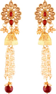 I Jewels Traditional Gold Plated Kundan & Pearl Earrings Pearl Alloy Drops & Danglers
