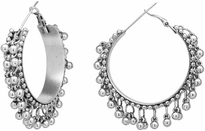 MARYAM OXIDIZED SILVER HOOP EARRINGS FOR GIRLS & WOMENS Turquoise German Silver Hoop Earring