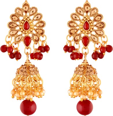 I Jewels Traditional Gold Plated Kundan & Pearl Jhumki Earrings Pearl Alloy Jhumki Earring
