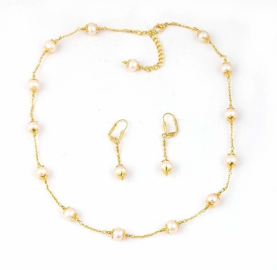 Pearlz Ocean Alloy Gold-plated Gold, White Jewellery Set(Pack of 1)