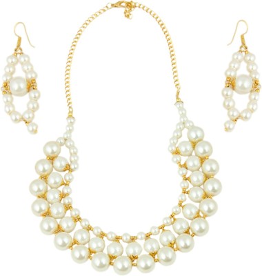 Pearlz Ocean Alloy Gold-plated Gold, White Jewellery Set(Pack of 1)