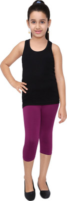 Robinbosky Capri For Girls Casual Solid Cotton Lycra Blend(Purple Pack of 1)
