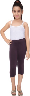 Robinbosky Capri For Girls Casual Solid Cotton Lycra Blend(Purple Pack of 1)