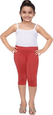 Robinbosky Capri For Girls Casual Solid Cotton Lycra Blend(Red Pack of 1)