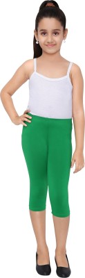Robinbosky Capri For Girls Casual Solid Cotton Lycra Blend(Green Pack of 1)