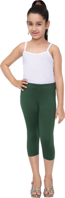 Robinbosky Capri For Girls Casual Solid Cotton Lycra Blend(Green Pack of 1)