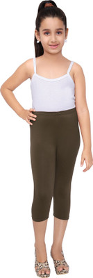 Robinbosky Capri For Girls Casual Solid Cotton Lycra Blend(Brown Pack of 1)