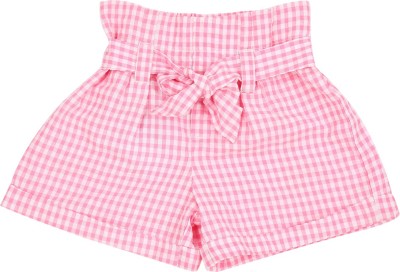 Pantaloons Baby Short For Girls Casual Checkered Cotton Blend(Pink, Pack of 1)