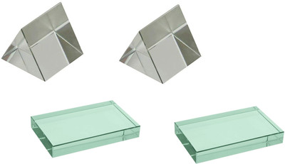 Creative Tech 2 Pcs Glass Slab and 2 Pcs Glass Prism for Science Experiments(White)