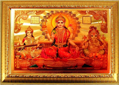 SUNINOW laxmi Ganesh Saraswati Photo for Pooja | Hindu Bhagwan Devi Devta Photo | God Photo Frames | Wall Décor Photo Frame | Photo Frame Religious Frame