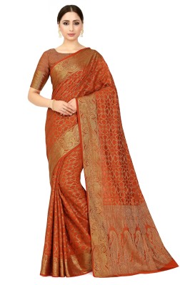 MIMOSA Embellished Patola Art Silk Saree(Orange)